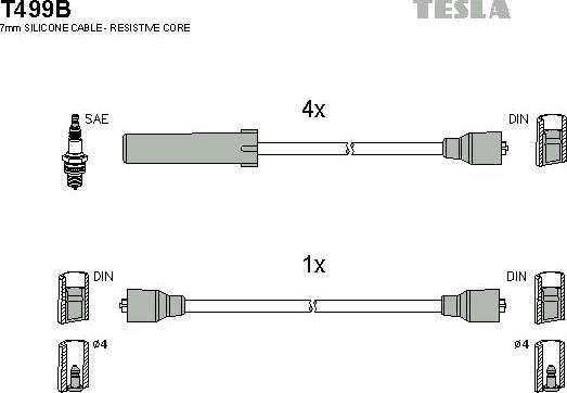 TESLA T499B - Ignition Cable Kit autospares.lv