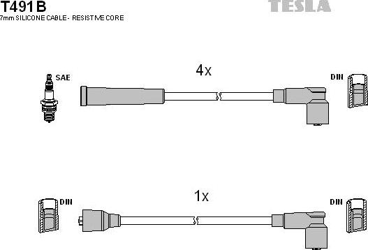 TESLA T491B - Ignition Cable Kit autospares.lv