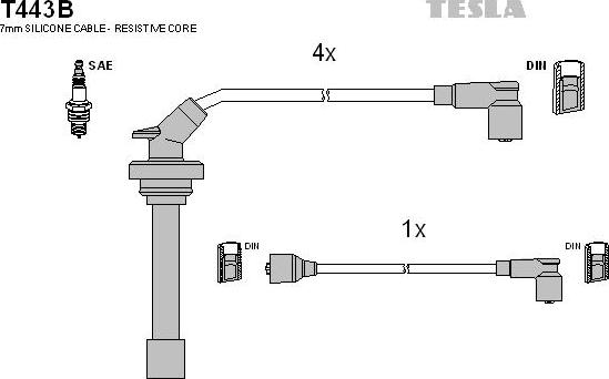 TESLA T443B - Ignition Cable Kit autospares.lv