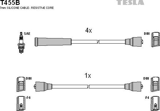 TESLA T455B - Ignition Cable Kit autospares.lv