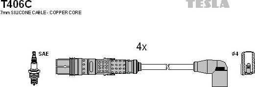 TESLA T406C - Ignition Cable Kit autospares.lv