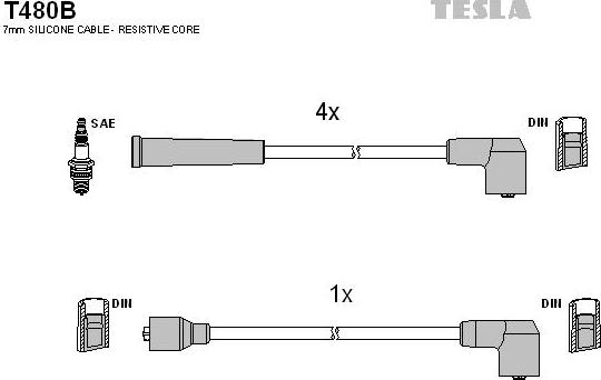 TESLA T480B - Ignition Cable Kit autospares.lv