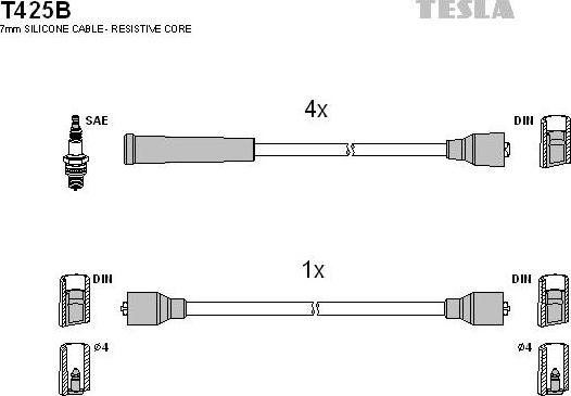 TESLA T425B - Ignition Cable Kit autospares.lv