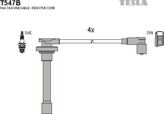 TESLA T547B - Ignition Cable Kit autospares.lv