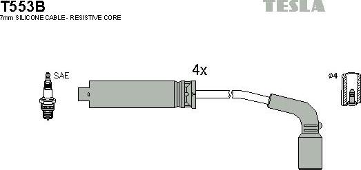 TESLA T553B - Ignition Cable Kit autospares.lv