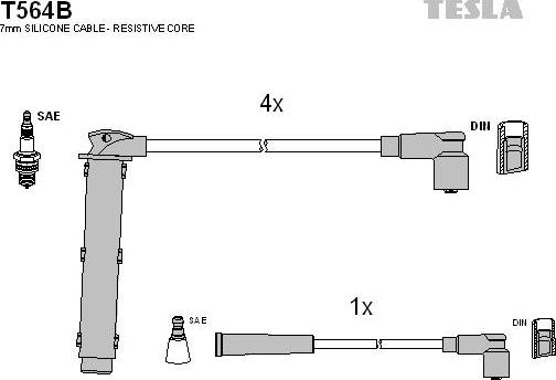 TESLA T564B - Ignition Cable Kit autospares.lv