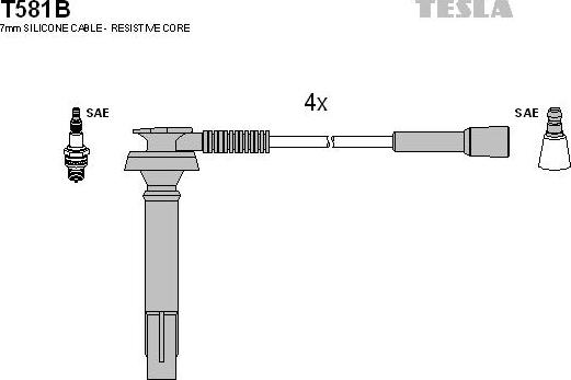 TESLA T581B - Ignition Cable Kit autospares.lv