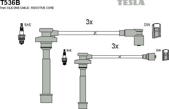 TESLA T536B - Ignition Cable Kit autospares.lv
