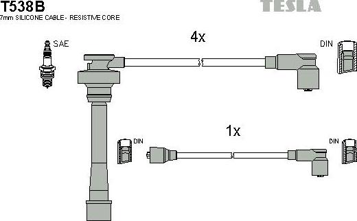 TESLA T538B - Ignition Cable Kit autospares.lv