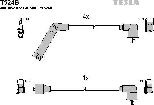 TESLA T524B - Ignition Cable Kit autospares.lv