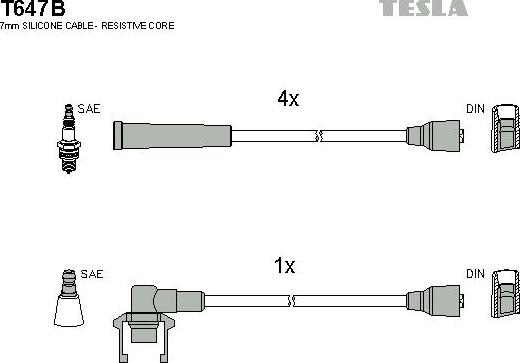 TESLA T647B - Ignition Cable Kit autospares.lv