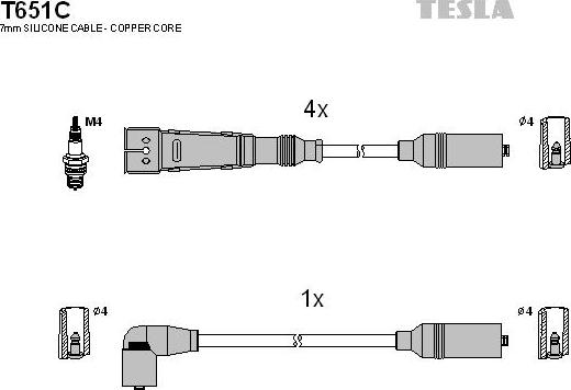 TESLA T651C - Ignition Cable Kit autospares.lv