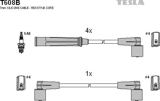 TESLA T608B - Ignition Cable Kit autospares.lv