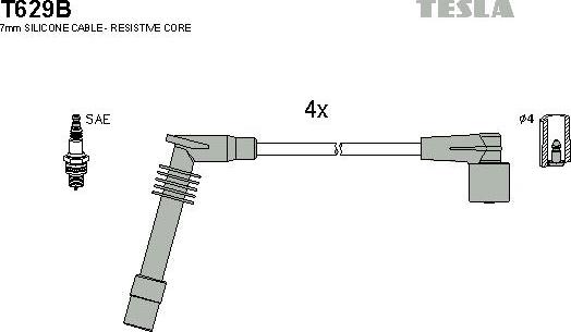 TESLA T629B - Ignition Cable Kit autospares.lv