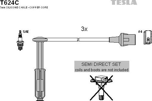 TESLA T624C - Ignition Cable Kit autospares.lv