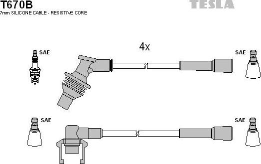 TESLA T670B - Ignition Cable Kit autospares.lv