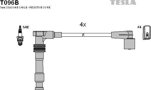 TESLA T096B - Ignition Cable Kit autospares.lv