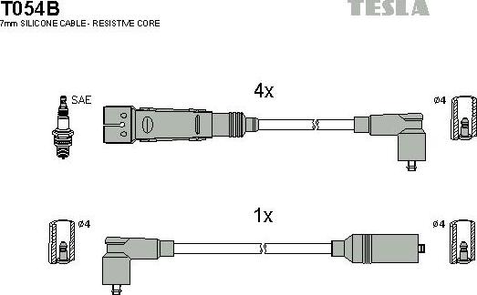TESLA T054B - Ignition Cable Kit autospares.lv