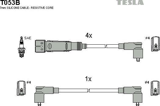 TESLA T053B - Ignition Cable Kit autospares.lv