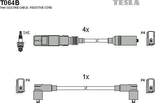 TESLA T064B - Ignition Cable Kit autospares.lv