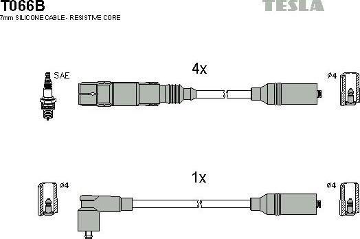 TESLA T066B - Ignition Cable Kit autospares.lv