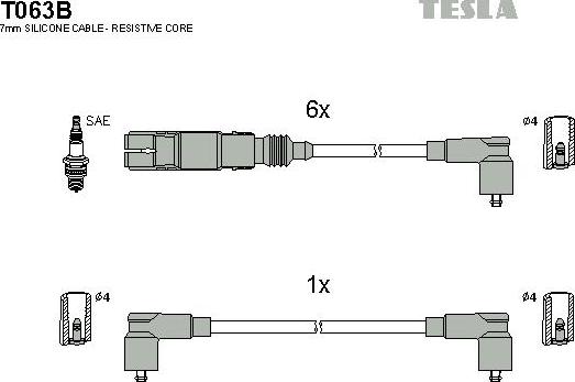 TESLA T063B - Ignition Cable Kit autospares.lv