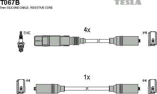 TESLA T067B - Ignition Cable Kit autospares.lv