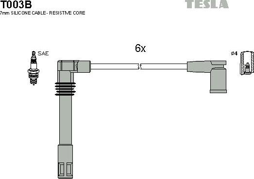 TESLA T003B - Ignition Cable Kit autospares.lv