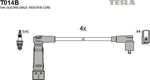 TESLA T014B - Ignition Cable Kit autospares.lv