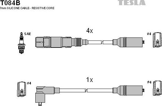 TESLA T084B - Ignition Cable Kit autospares.lv