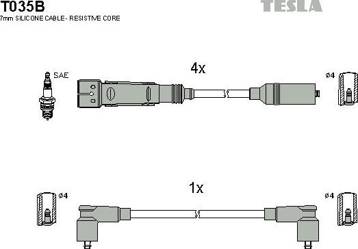 TESLA T035B - Ignition Cable Kit autospares.lv