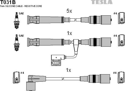 TESLA T031B - Ignition Cable Kit autospares.lv