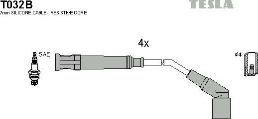 TESLA T032B - Ignition Cable Kit autospares.lv