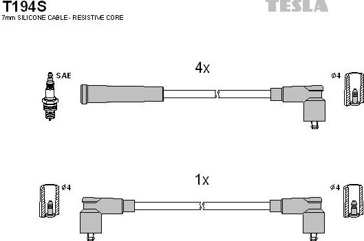TESLA T194S - Ignition Cable Kit autospares.lv