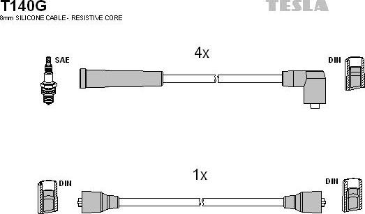 TESLA T140G - Ignition Cable Kit autospares.lv