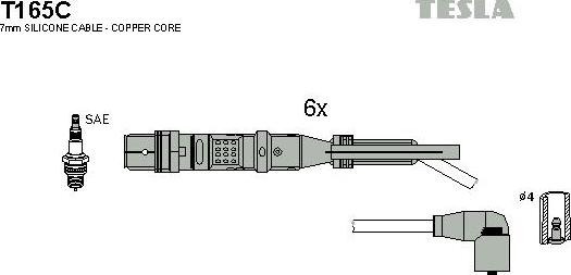 TESLA T165C - Ignition Cable Kit autospares.lv