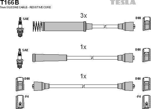 TESLA T166B - Ignition Cable Kit autospares.lv