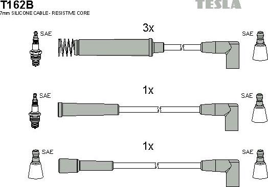 TESLA T162B - Ignition Cable Kit autospares.lv