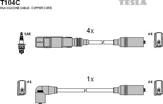 TESLA T104C - Ignition Cable Kit autospares.lv