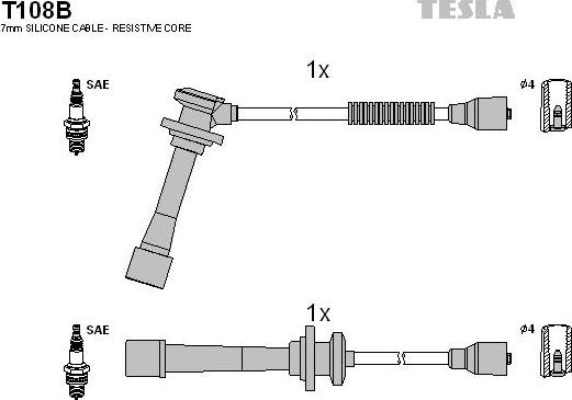 TESLA T108B - Ignition Cable Kit autospares.lv