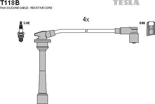 TESLA T118B - Ignition Cable Kit autospares.lv