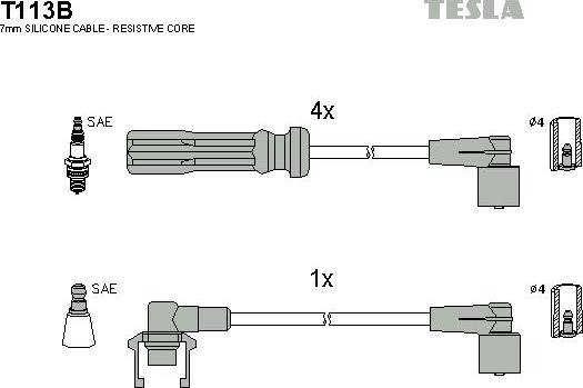 TESLA T113B - Ignition Cable Kit autospares.lv