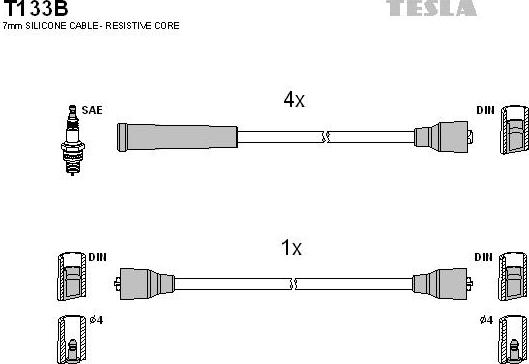 TESLA T133B - Ignition Cable Kit autospares.lv