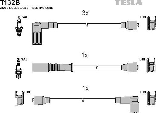 TESLA T132B - Ignition Cable Kit autospares.lv