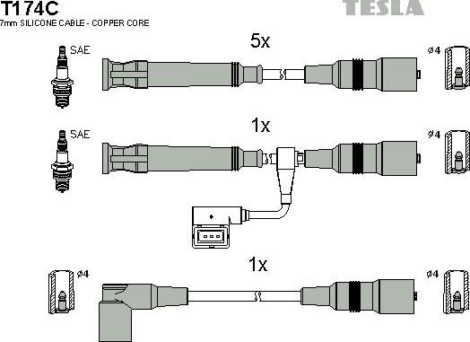 TESLA T174C - Ignition Cable Kit autospares.lv