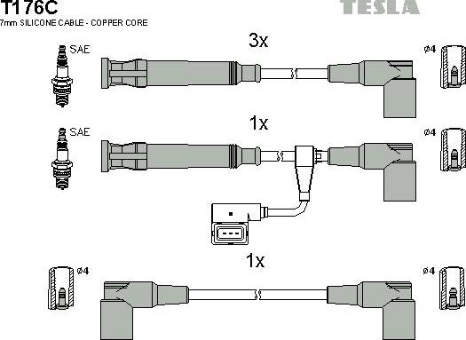 TESLA T176C - Ignition Cable Kit autospares.lv