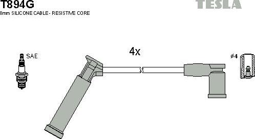 TESLA T894G - Ignition Cable Kit autospares.lv