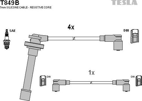 TESLA T849B - Ignition Cable Kit autospares.lv
