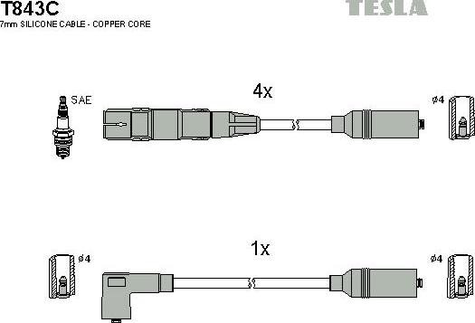 TESLA T843C - Ignition Cable Kit autospares.lv