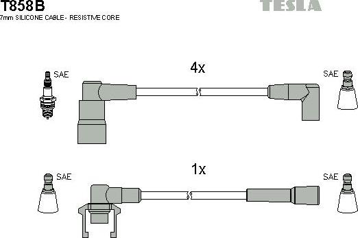 TESLA T858B - Ignition Cable Kit autospares.lv